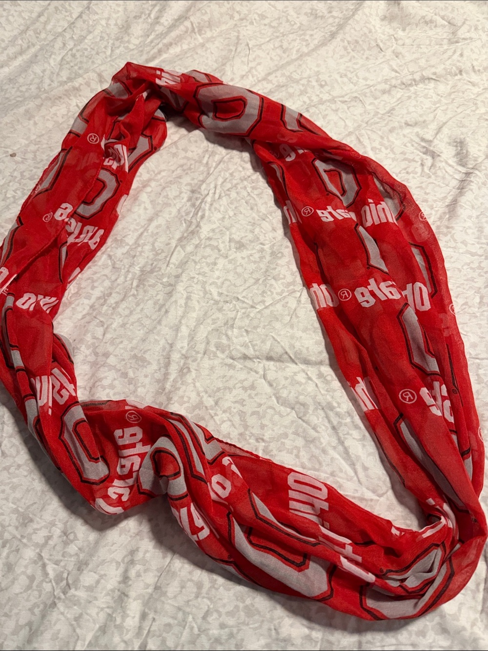 Ohio state Red Logo Infinity Scarf with White and Gray Graphics